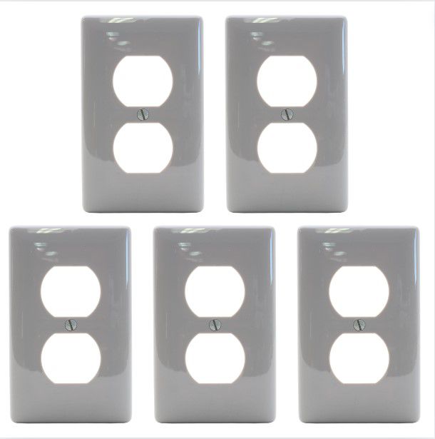 Hubbell NP8GY Gray 1-Gang Duplex Unbreakable Nylon Standard Wallplate Cover 5pcs