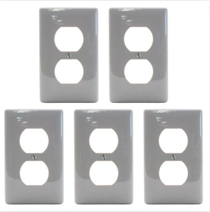 Hubbell NP8GY Gray 1-Gang Duplex Unbreakable Nylon Standard Wallplate Cover 5pcs