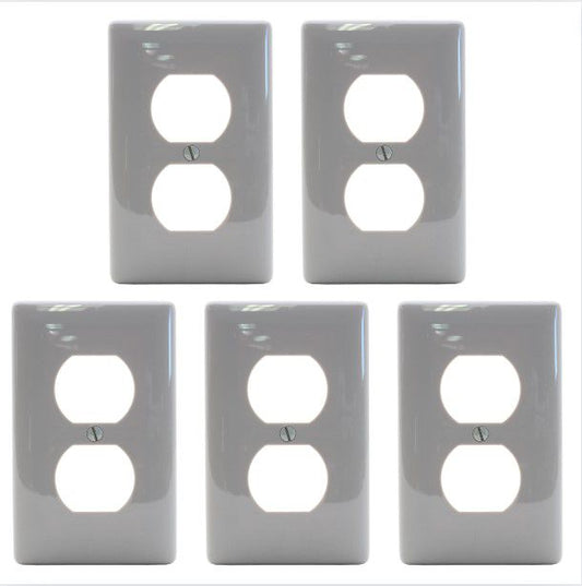 Hubbell NP8GY Gray 1-Gang Duplex Unbreakable Nylon Standard Wallplate Cover 5pcs