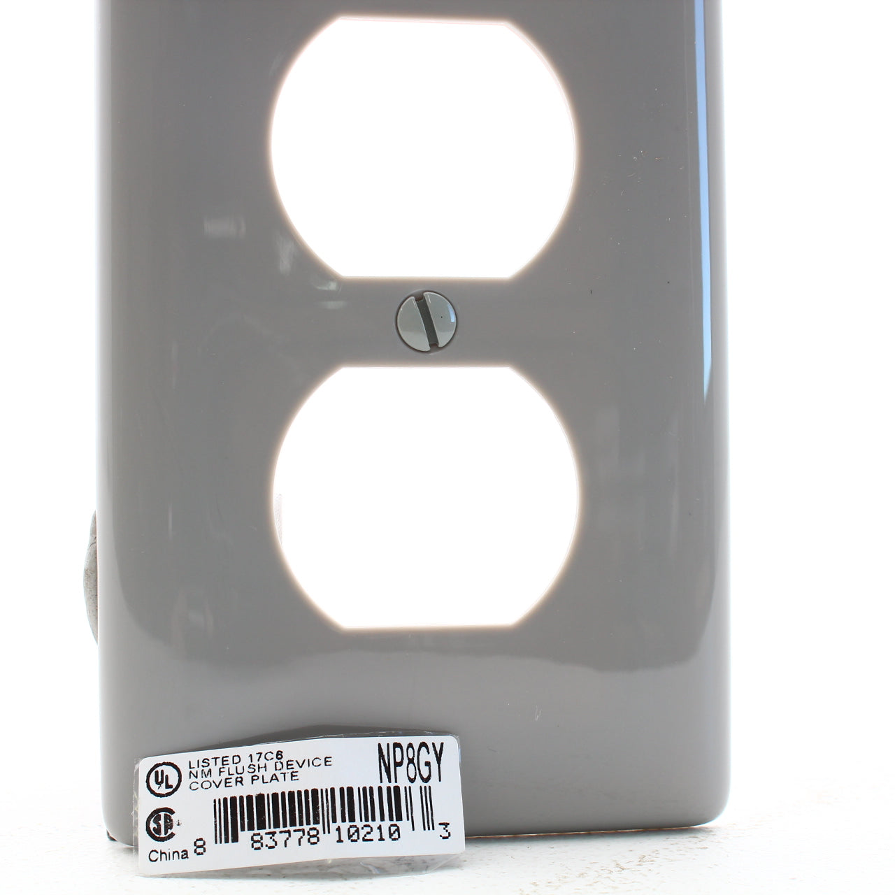 Hubbell NP8GY Gray 1-Gang Duplex Outlet Unbreakable Nylon Standard Wallplate