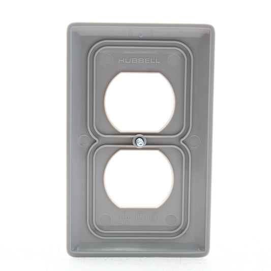 Hubbell NP8GY Gray 1-Gang Duplex Outlet Unbreakable Nylon Standard Wallplate