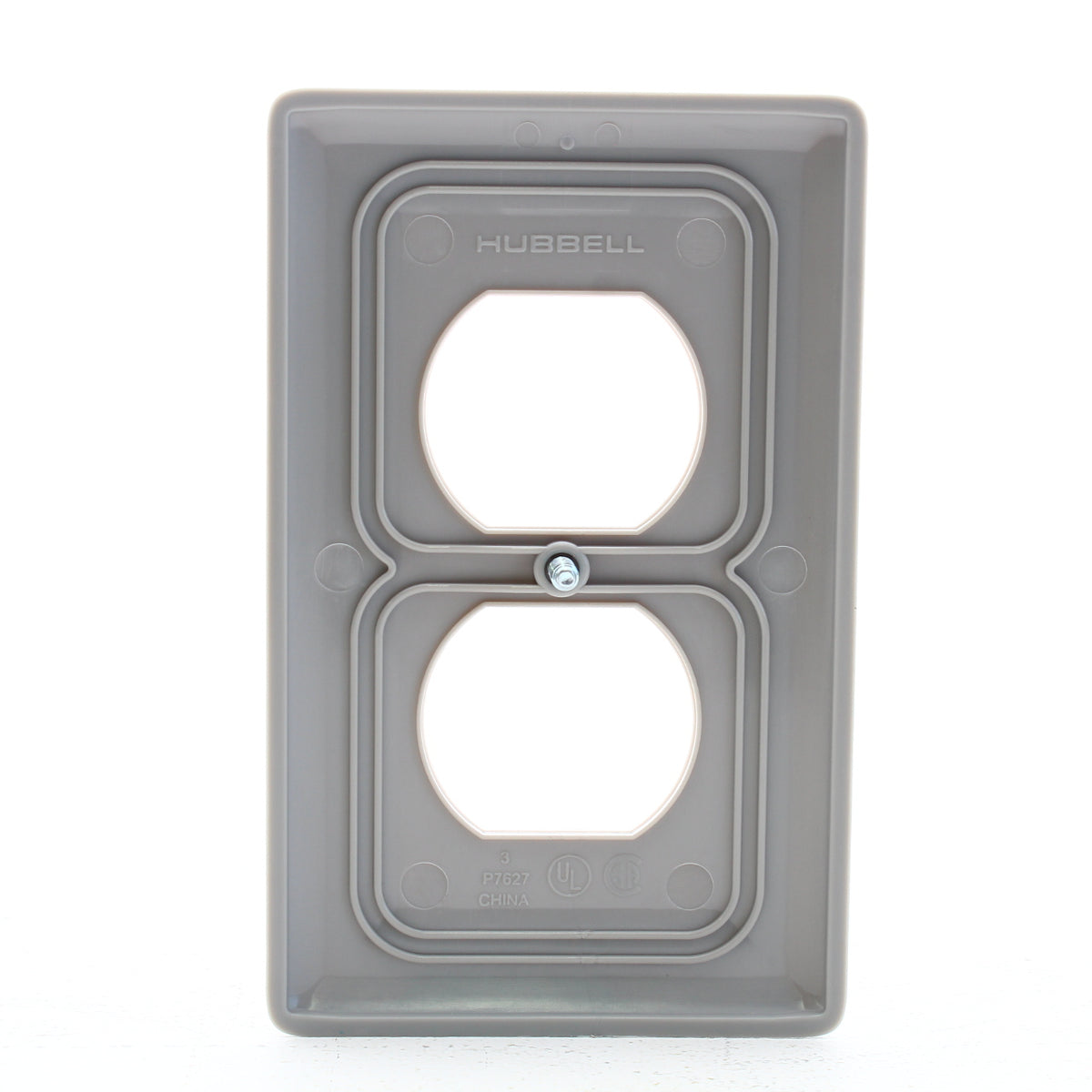 Hubbell NP8GY Gray 1-Gang Duplex Outlet Unbreakable Nylon Standard Wallplate
