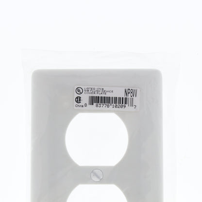 Hubbell NP8W White 1-Gang Duplex Outlet Unbreakable Nylon Standard Wallplate