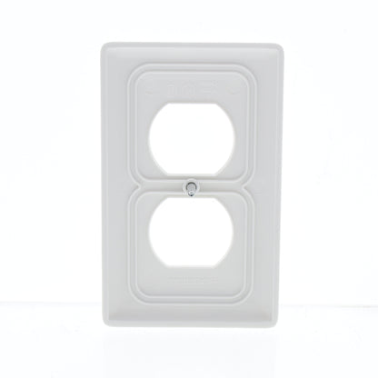 Hubbell NP8W White 1-Gang Duplex Outlet Unbreakable Nylon Standard Wallplate