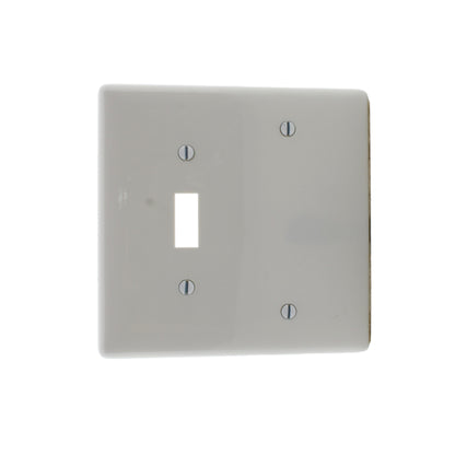 Hubbell White Mid-size Unbreakable 2-Gang Blank Switch Cover Wallplate NPJ113W