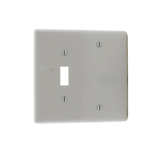 Hubbell White Mid-size Unbreakable 2-Gang Blank Switch Cover Wallplate NPJ113W
