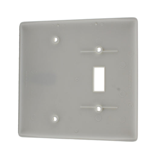 Hubbell White Mid-size Unbreakable 2-Gang Blank Switch Cover Wallplate NPJ113W