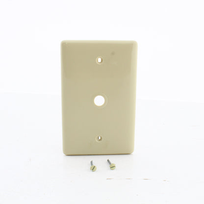 Hubbell NPJ11I Ivory 1-Gang Phone .406" Unbreakable Mid-Size Wallplate Box Mount