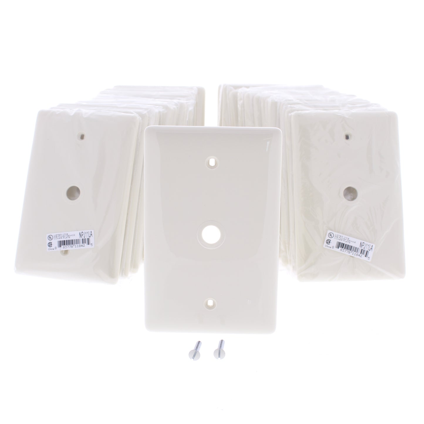 Hubbell NPJ11LA Lt Almond 1-Gang Phone .406" Nylon Mid-Size Cover Box Mount 25pc