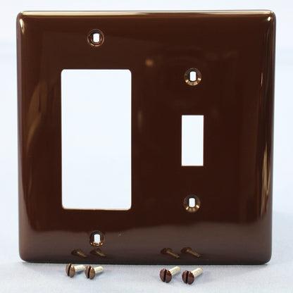 Hubbell NPJ126 Brown 2-Gang Toggle Decorator Unbreakable Midsize Wallplate Cover