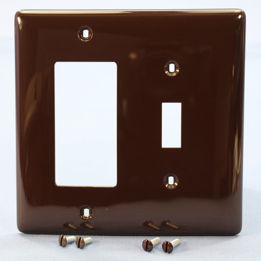 Hubbell NPJ126 Brown 2-Gang Toggle Decorator Unbreakable Midsize Wallplate Cover