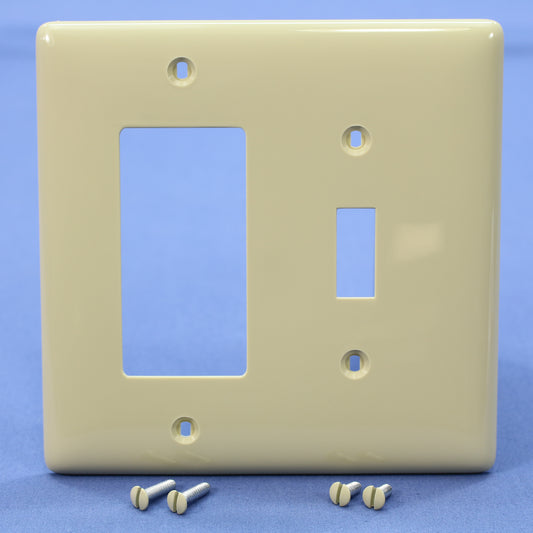 Hubbell NPJ126I Ivory 2-Gang Toggle Decorator GFCI Unbreakable Midsize Wallplate
