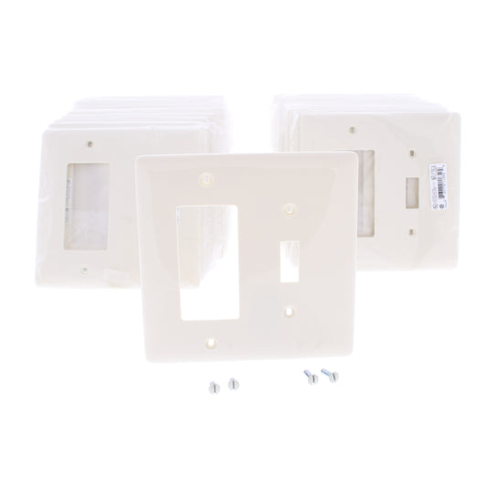 Hubbell NPJ126LA Lt Almond 2-Gang GFCI Toggle Unbreakable Wallplate Covers 25pk