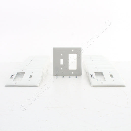 Hubbell NPJ126W White 2-Gang Toggle Decorator Unbreakable Midsize Wallplate 25pc
