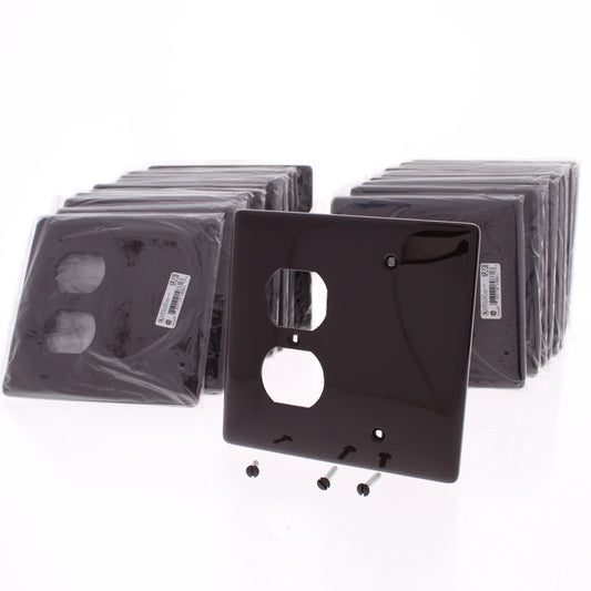 Hubbell NPJ138 2-Gang Brown Blank Covers Outlet Mid-size Nylon Wallplate 25-Pack