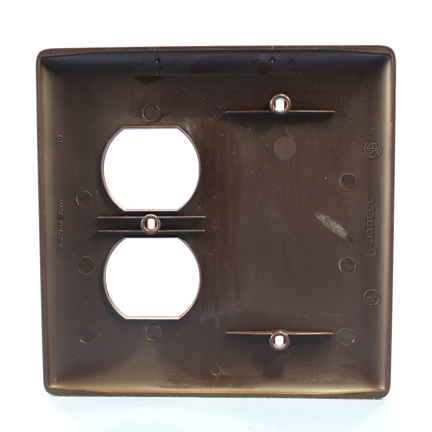 Hubbell NPJ138 Brown 2-Gang Receptacle Blank Mid-Size Wallplate Cover Box Mount