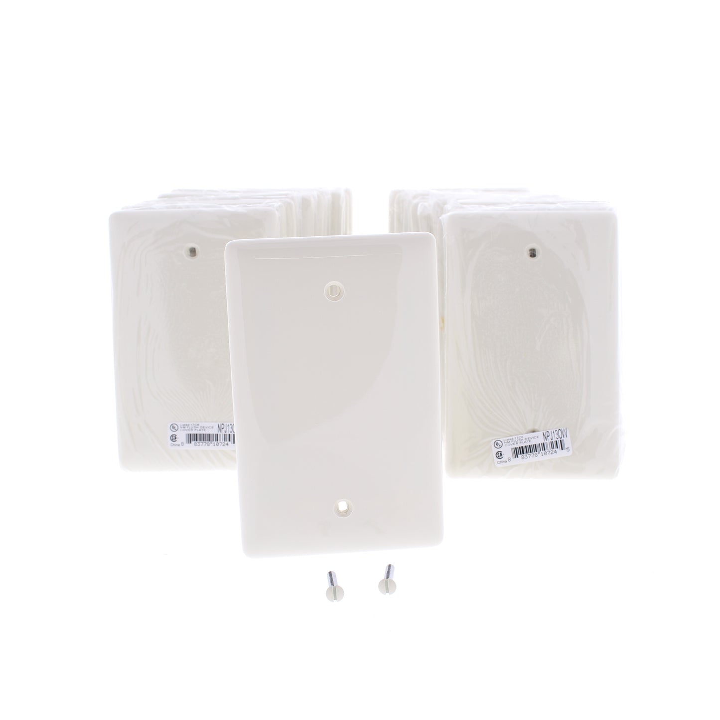 Hubbell NPJ13OW Office White 1-Gang Blank Nylon Mid-Size Covers Box Mount 25pcs
