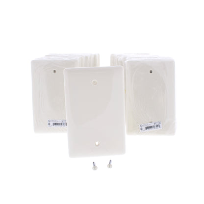 Hubbell NPJ13OW Office White 1-Gang Blank Nylon Mid-Size Covers Box Mount 25pcs