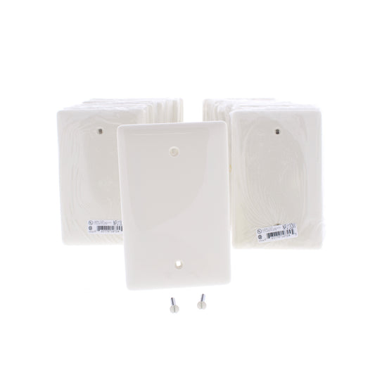 Hubbell NPJ13OW Office White 1-Gang Blank Nylon Mid-Size Covers Box Mount 25pcs