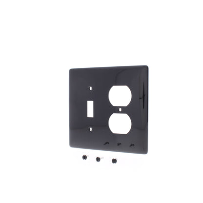 Hubbell Black Mid-size Unbreakable Switch Plate Cover Outlet Wallplate NPJ18BK
