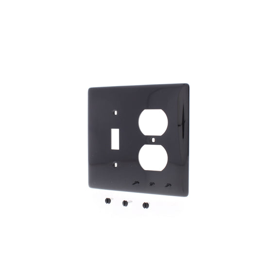 Hubbell Black Mid-size Unbreakable Switch Plate Cover Outlet Wallplate NPJ18BK