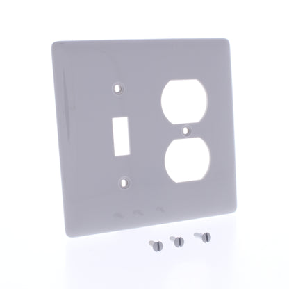Hubbell NPJ18GY 2-Gang Gray MidSize Switch Duplex Outlet Nylon Wallplate 25-Pack