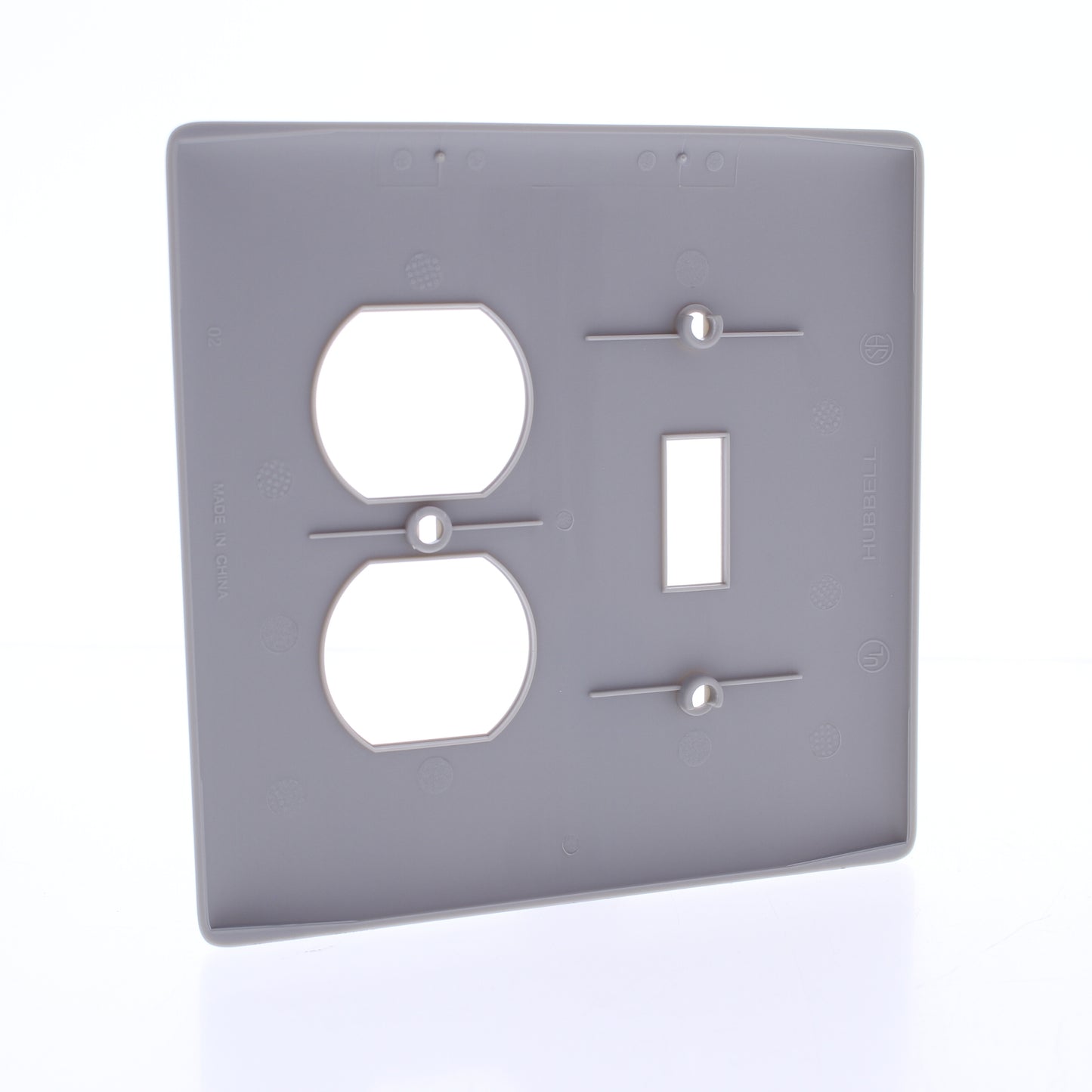 Hubbell NPJ18GY 2-Gang Gray MidSize Switch Duplex Outlet Nylon Wallplate 25-Pack