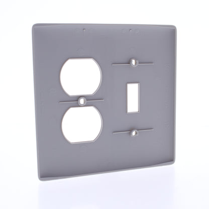 Hubbell NPJ18GY 2-Gang Gray MidSize Switch Duplex Outlet Nylon Wallplate 25-Pack