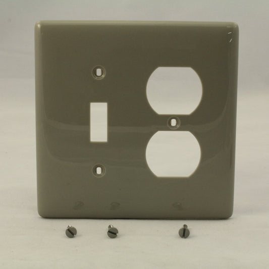 Hubbell Gray Mid-size Unbreakable Switch Plate Cover Outlet Wallplate NPJ18GY