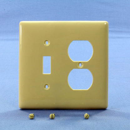 Hubbell NPJ18I Ivory 2-Gang Toggle Duplex Unbreakable Mid-Size Wallplate Cover