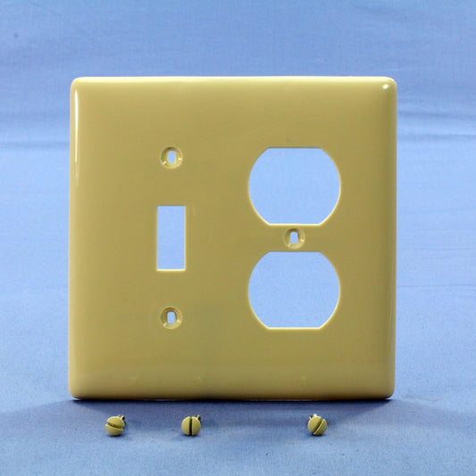 Hubbell NPJ18I Ivory 2-Gang Toggle Duplex Unbreakable Mid-Size Wallplate Cover