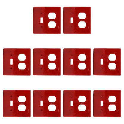 Hubbell NPJ18R Red Mid-Size Switch Plate Cover Outlet Nylon Wallplates 10-Pack