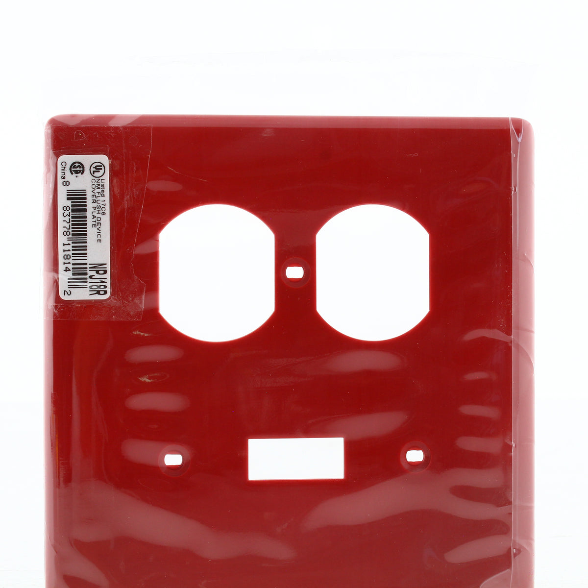 Hubbell NPJ18R Red 2-Gang Toggle Duplex Outlet Unbreakable Mid-Size Wallplate