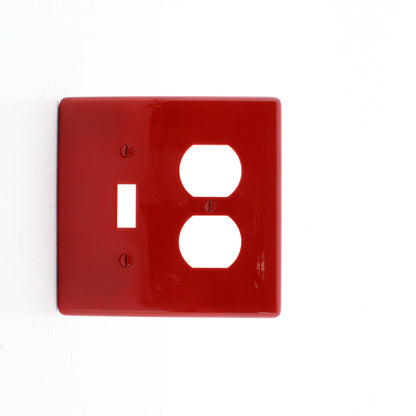 Hubbell NPJ18R Red 2-Gang Toggle Duplex Outlet Unbreakable Mid-Size Wallplate