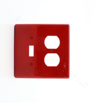Hubbell NPJ18R Red Mid-Size Switch Plate Cover Outlet Nylon Wallplates 10-Pack