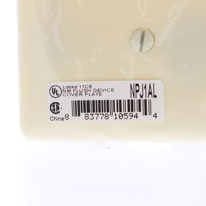 Hubbell NPJ1AL Almond 1-Gang Toggle Unbreakable Nylon Mid-Size Wallplate Cover