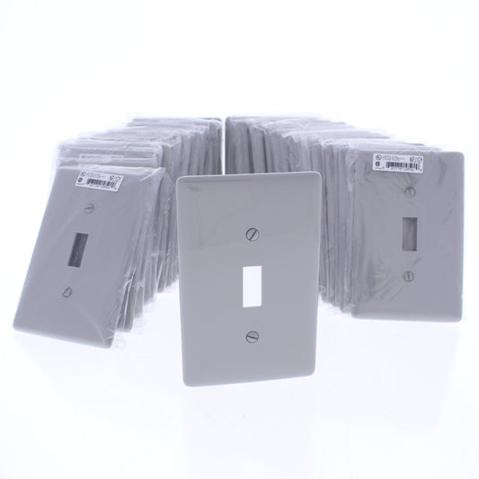 Hubbell NPJ1GY Gray 1-Gang Toggle Switch Unbreakable Mid-Size Wallplates 25pcs