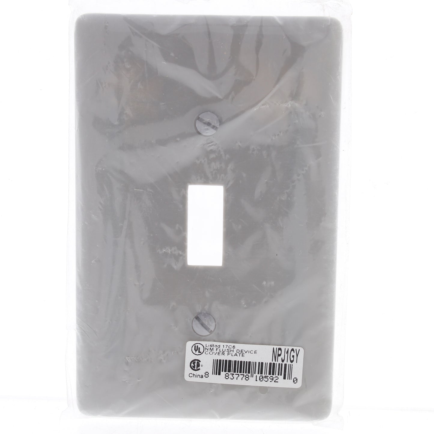 Hubbell NPJ1GY Gray 1-Gang Toggle Switch Unbreakable Nylon Mid-Size Wallplate