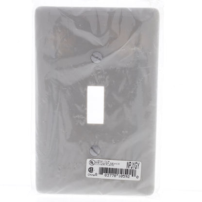 Hubbell NPJ1GY Gray 1-Gang Toggle Switch Unbreakable Nylon Mid-Size Wallplate