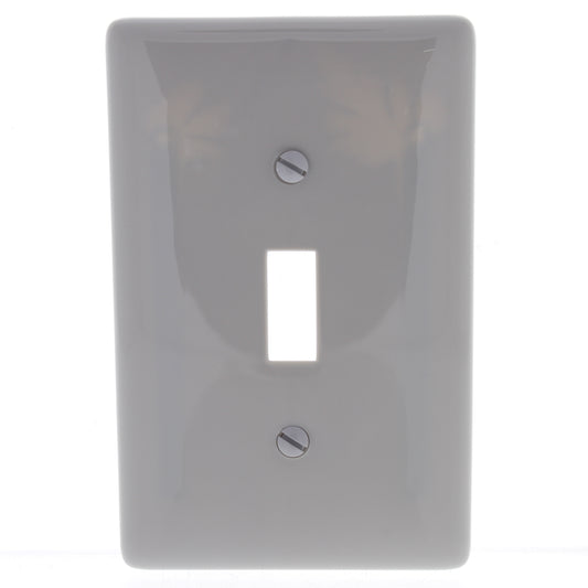 Hubbell NPJ1GY Gray 1-Gang Toggle Switch Unbreakable Nylon Mid-Size Wallplate