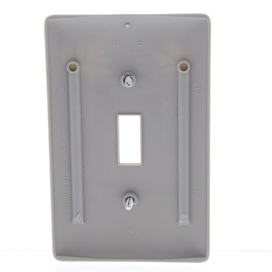 Hubbell NPJ1GY Gray 1-Gang Toggle Switch Unbreakable Nylon Mid-Size Wallplate