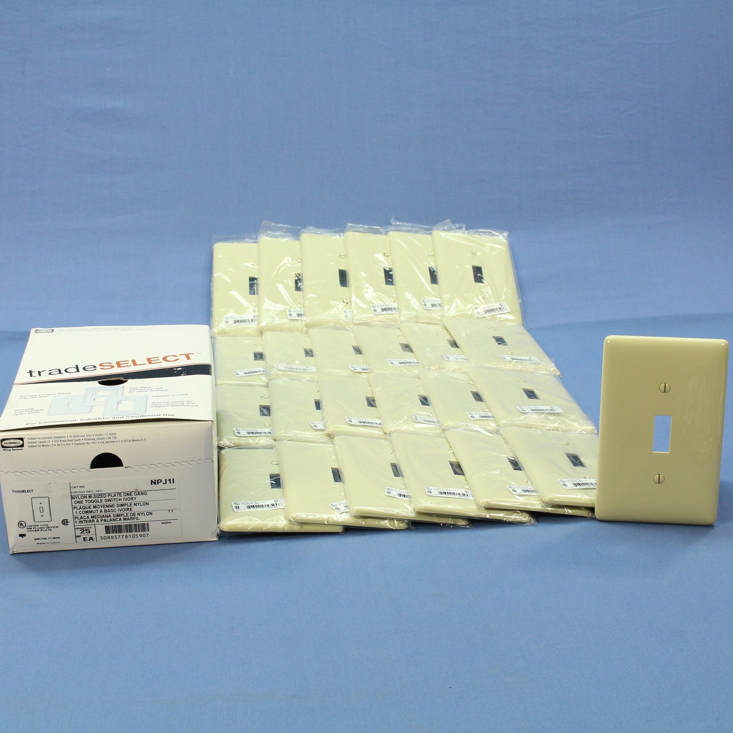 Hubbell NPJ1I Ivory 1-Gang Toggle Switch Unbreakable Mid-Size Wallplates 25pcs