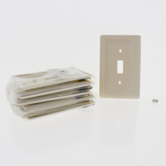 Hubbell NPJ1LA10Z Lt Almond 1-Gang Toggle Unbreakable Mid-Size Wallplate 10pcs
