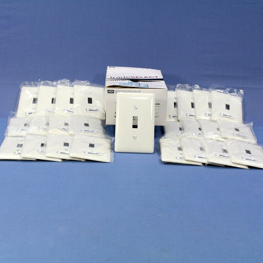 Hubbell NPJ1W White 1-Gang Toggle Switch Mid-Size Unbreakable Wallplates 25pcs