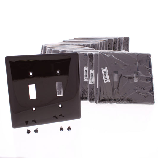 Hubbell NPJ2 Brown 2-Gang Mid-size Switch Plate Cover Nylon Wallplates 25-Pack