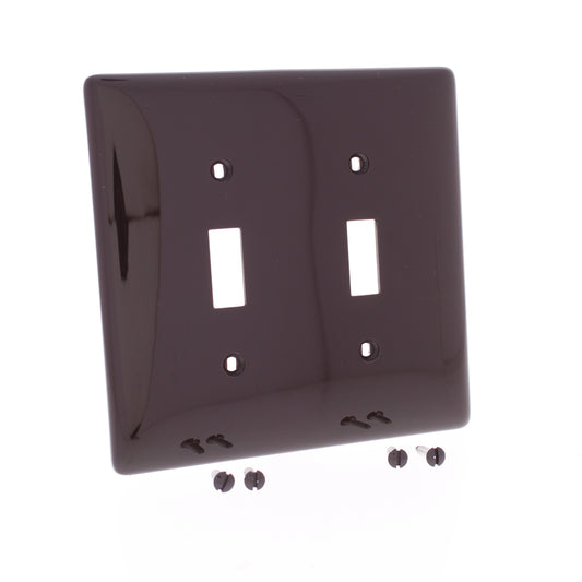 Hubbell NPJ2 Brown 2-Gang Mid-size Switch Plate Cover Nylon Wallplates 25-Pack