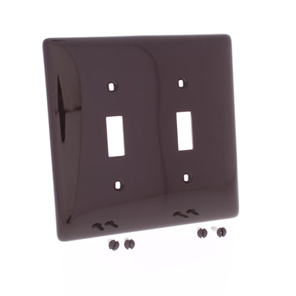Hubbell NPJ2 Brown 2-Gang Toggle Switch Unbreakable Nylon Mid-Size Wallplate