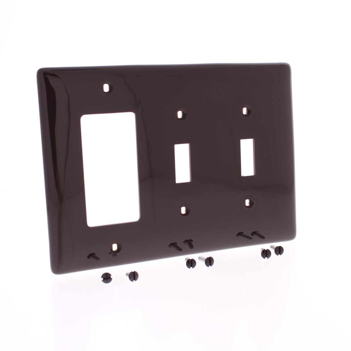 Hubbell NPJ226 Brown 3-Gang Toggle Decorator Unbreakable Mid-Size Wallplate 10pc