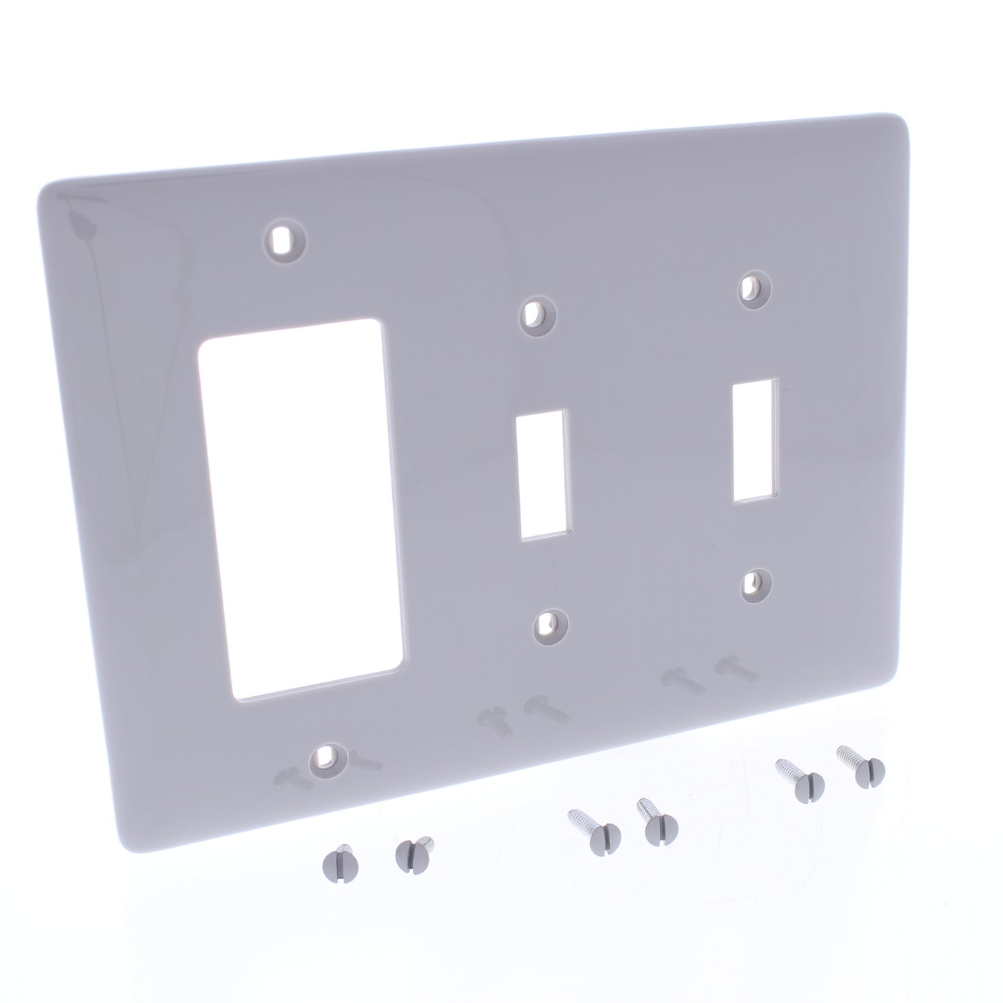 Hubbell NPJ226GY Gray 3-Gang Toggle Decorator Unbreakable Midsize Wallplate 10pc
