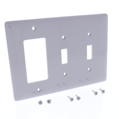 Hubbell NPJ226GY Gray 3-Gang Toggle Decorator Unbreakable Midsize Wallplate 10pc